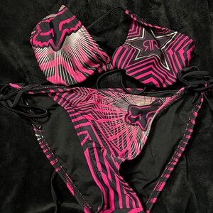 Fox Hot Pink Black Geometric Bikini Swimwear